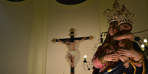 Celebrazione della Santa Messa all'aperto in onore di Maria SS di Porto Salvo a Cannitello il 14 agosto